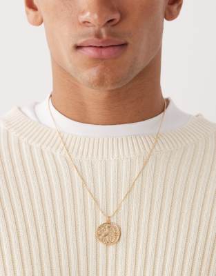 Faded Future Coin Pendant Necklace In Gold