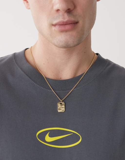 Faded Future - Collana color oro con ciondolo a piastrina martellato