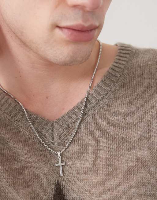 Faded Future - Collana in catenina color argento con pendente a forma di croce