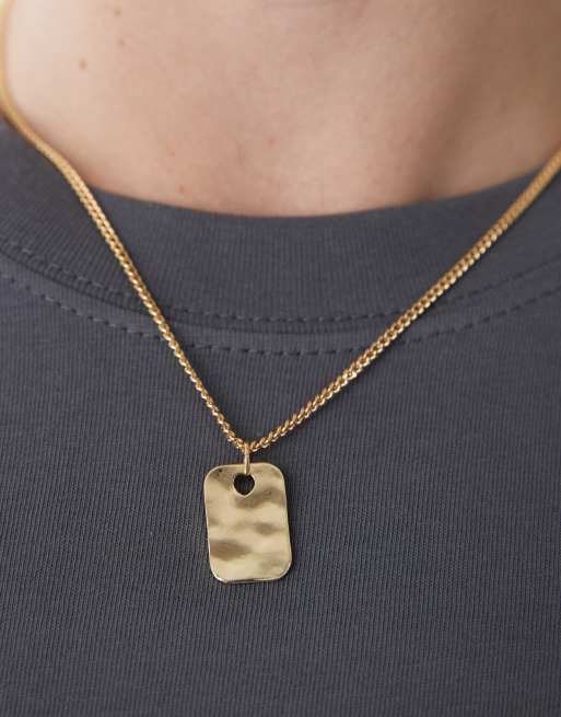 Faded Future - Collier à pendentif étiquette martelé - Doré, 4 de 4