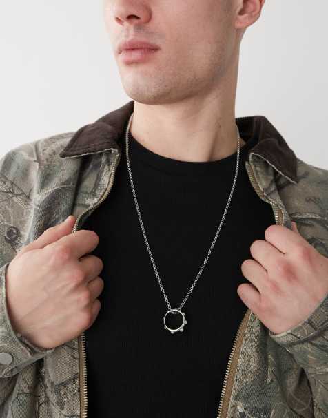 Faded Future - Collier avec pendentif bague et détail perle - Argenté - view 1
