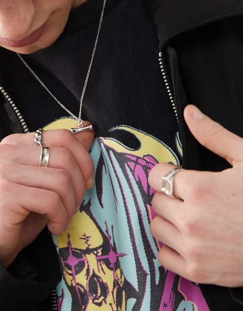 Faded Future - Collier avec pendentif barre effet fondu - Argenté - view 1