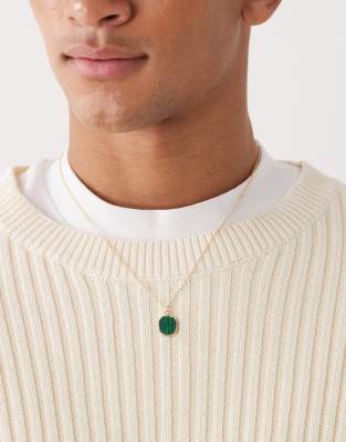 Faded Future - Collier avec pendentif pierre verte - Doré