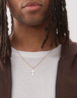 Faded Future - Collier chaîne avec croix - Doré