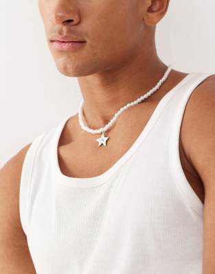Faded Future - Collier de perles à pendentif étoile - Argenté