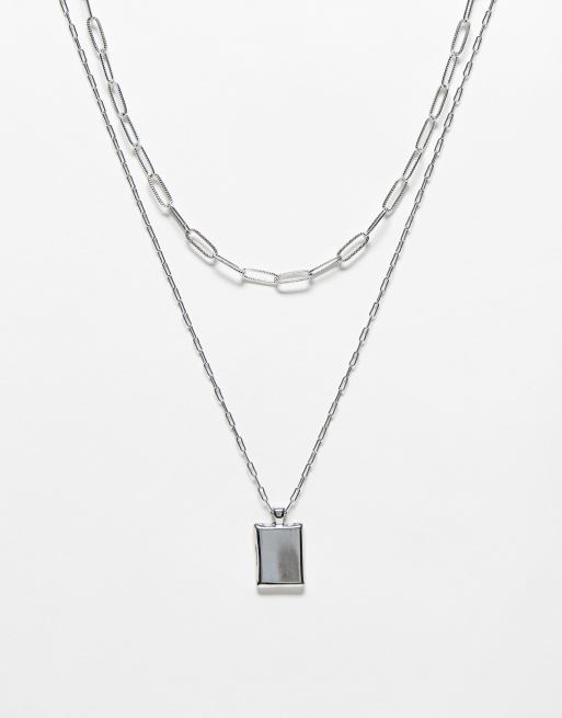 Faded Future - Confezione da 2 collane color argento con ciondolo a forma di medaglietta