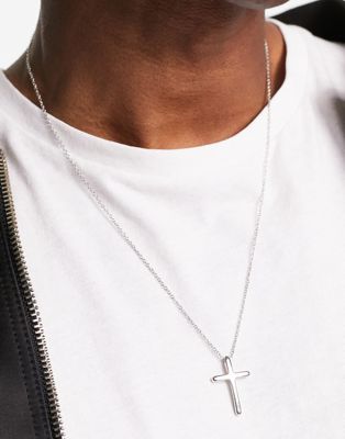 Faded Future cross pendant necklace in silver