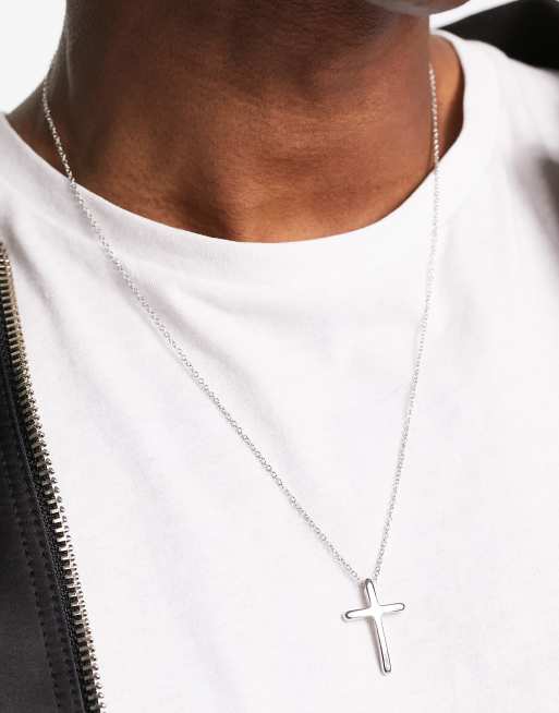  Faded Future cross pendant necklace in silver