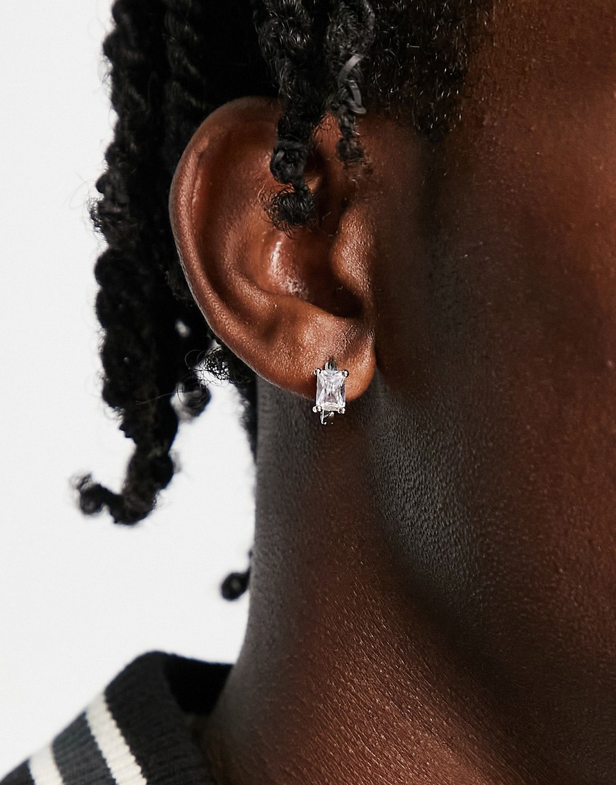 Faded Future crystal huggie earrings in silver
