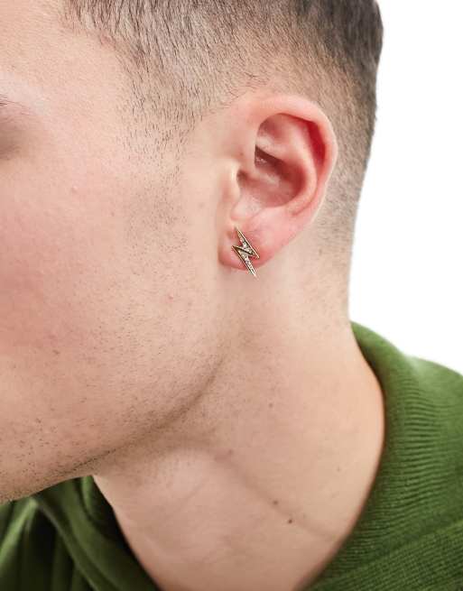 Faded Future crystal lightning bolt stud earrings in gold