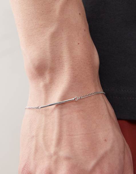 Faded Future curb chain bracelet with bar in silver - view 1