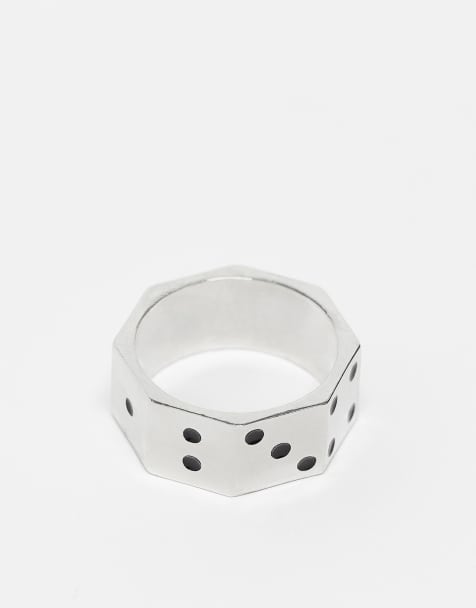 Faded Future dice pattern ring in silver - view 1