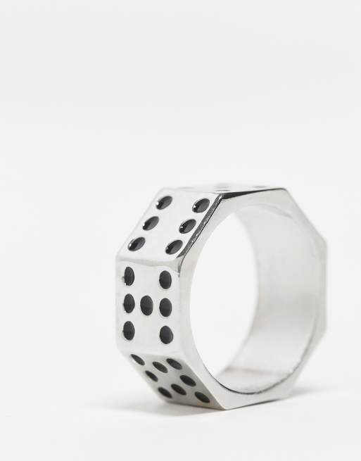 Faded Future dice pattern ring in silver, 2 of 3