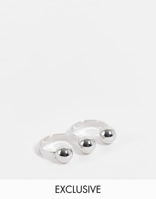 Faded Future double ball ring in silver