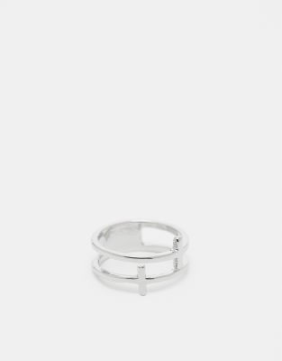 double cross ring in silver