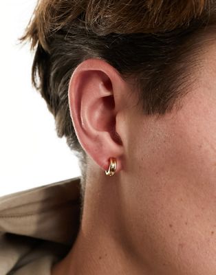 Faded Future double effect mini hoop earrings in gold