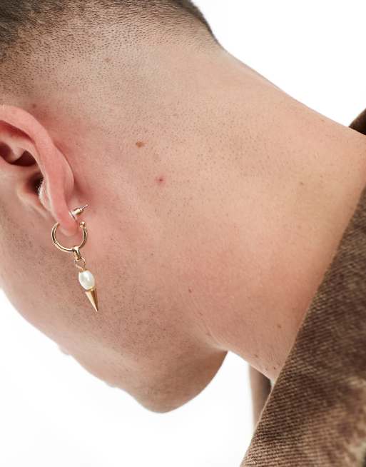 Faded Future – Einzelne Creole in Gold mit perlenbesetztem Stachelanhänger
