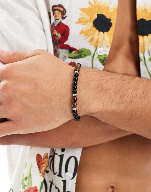 Faded Future elasticized natural stone bracelet in multi