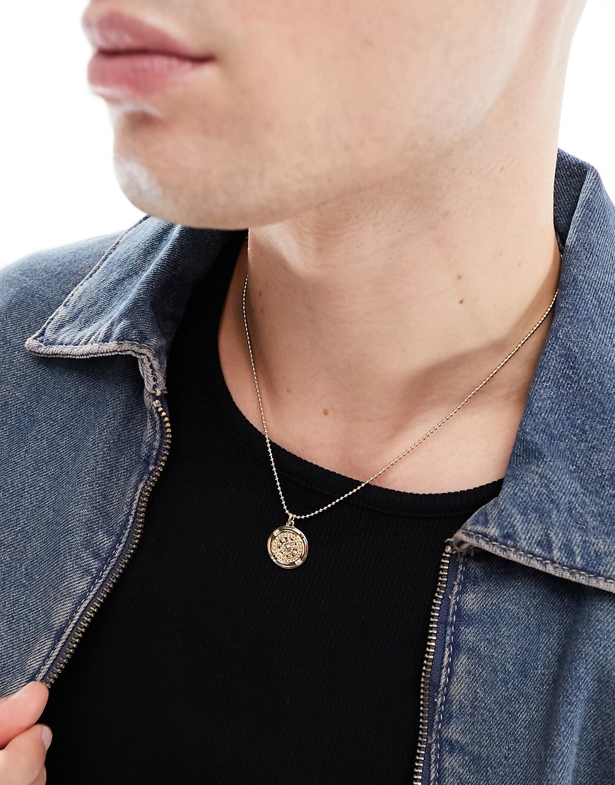 Faded Future engraved coin pendant in gold
