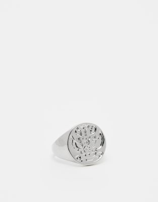 Faded Future engraved coin signet ring in silver φωτογραφία