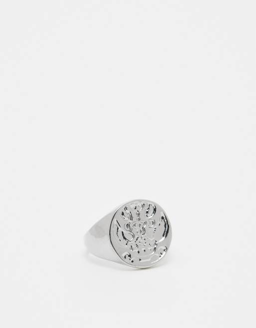  Faded Future engraved coin signet ring in silver