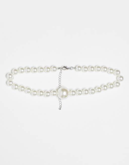 Faded Future - Festival - Statement choker parelketting in zilver