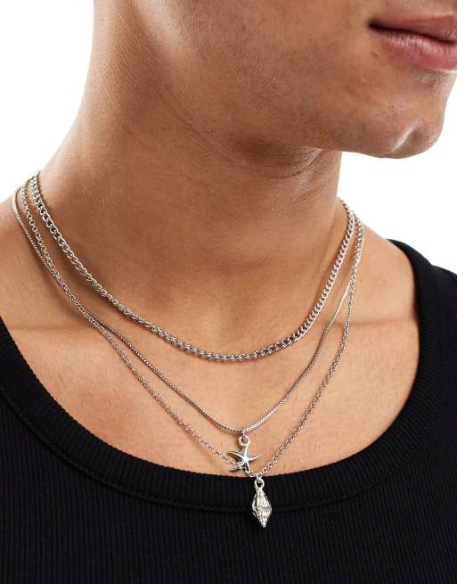 Faded Future - Gelaagde ketting met schelp- en zeesterhangertjes in zilver, 4 van 4