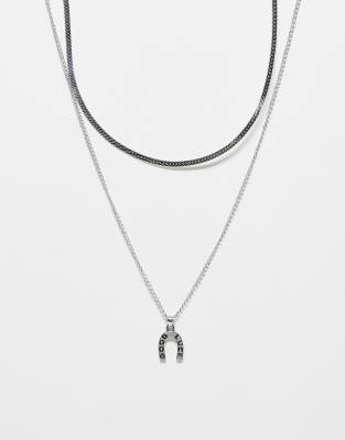 Faded Future good luck horse shoe pendant necklace with chain in silver - ASOS Price Checker