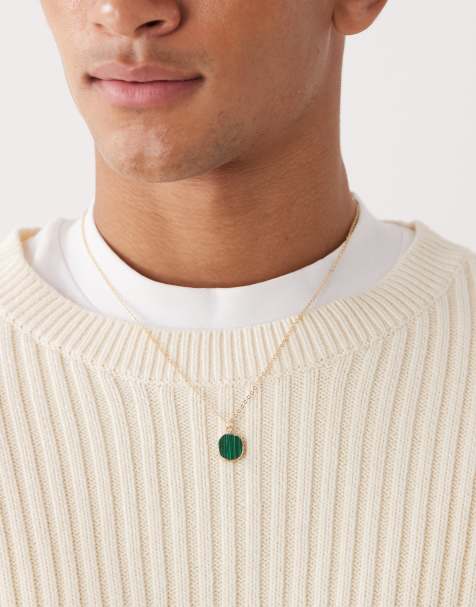 Faded Future green stone pendant necklace in gold - view 1