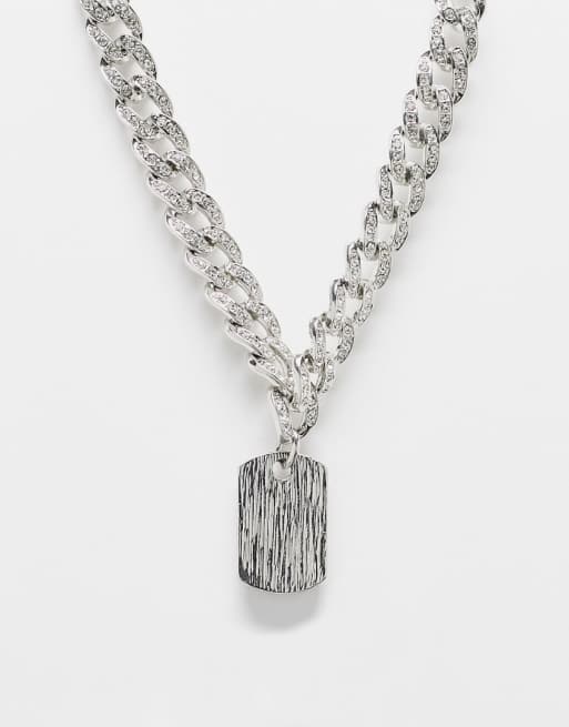 Faded Future - Grove schakelketting met dogtag in zilver