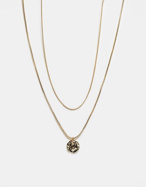 Faded Future – Guldfärgade halsband i flera rader med hänge, 2-pack - view 1