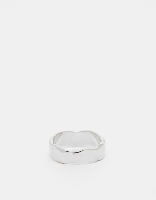 Faded Future hammered band ring in silver