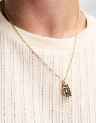 FADED FUTURE Faded Future hammered tag pendant necklace in gold