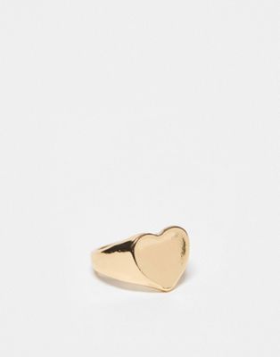 Faded Future heart signet ring in gold