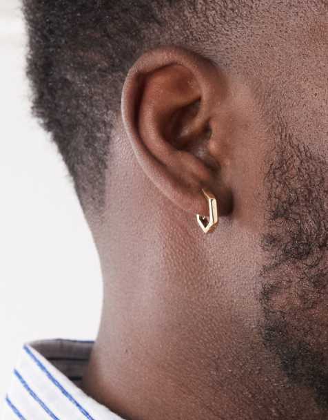 Faded Future hexagon huggie hoop earrings in gold - view 1