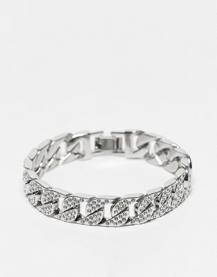 Faded Future iced out chunky bracelet in silver - ASOS Price Checker