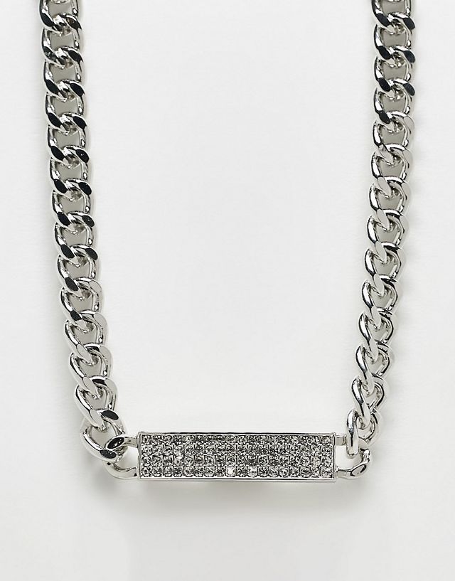 Faded Future ID choker necklace with crystal detail in silver