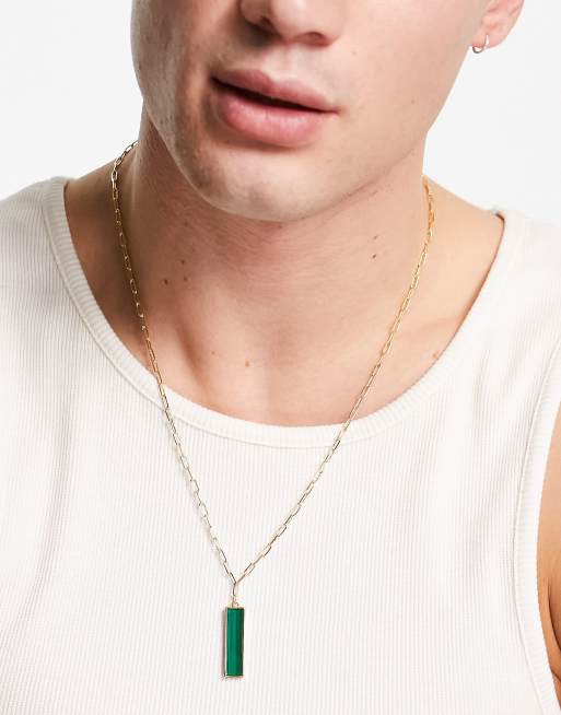 Faded Future - Ketting met groene halfedelsteen in goudkleur