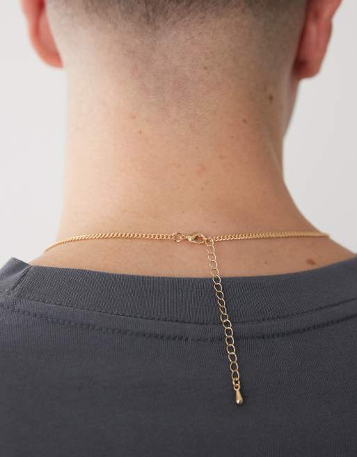 Faded Future - Ketting met hangertje in vorm van gehamerd plaatje in goud, 2 van 4
