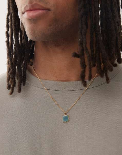 Faded Future - Ketting met hangertje van blauw hars in goud - view 1