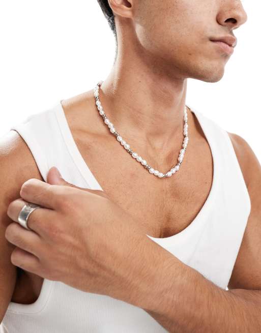 Faded Future - Ketting met parels en kralen in zilver