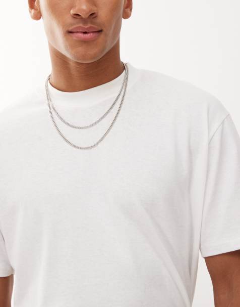 Faded Future layered multirow curb chain necklaces in silver - view 1