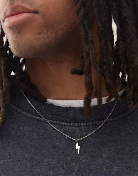 Faded Future lightning bolt pendant chain necklace in silver - view 1