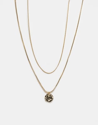 Faded Future - Lot de 2 colliers chaîne avec pendentif - Doré