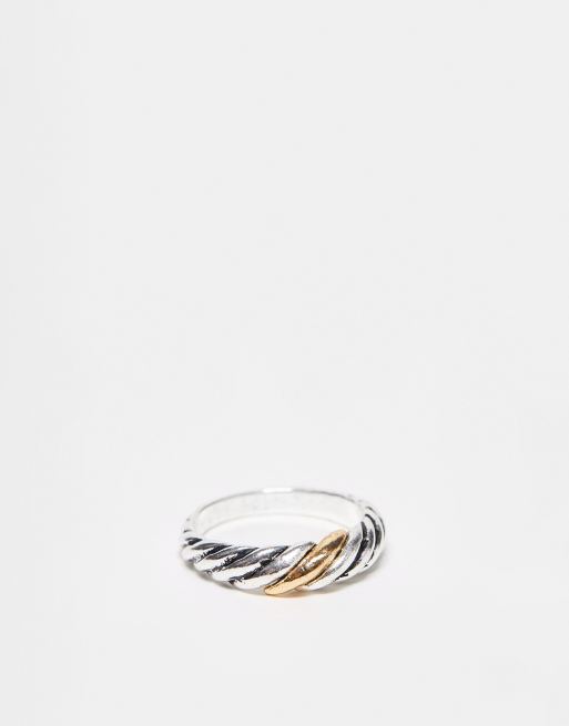 Faded Future mix metal twisted ring in silver