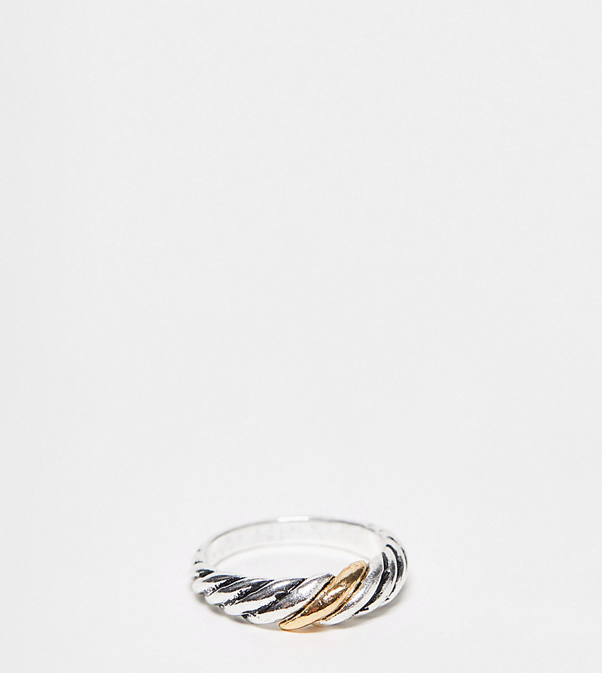 mixed metal twisted ring in silver