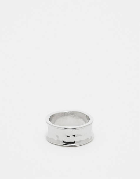 Faded Future molten chunky band ring in silver - view 1