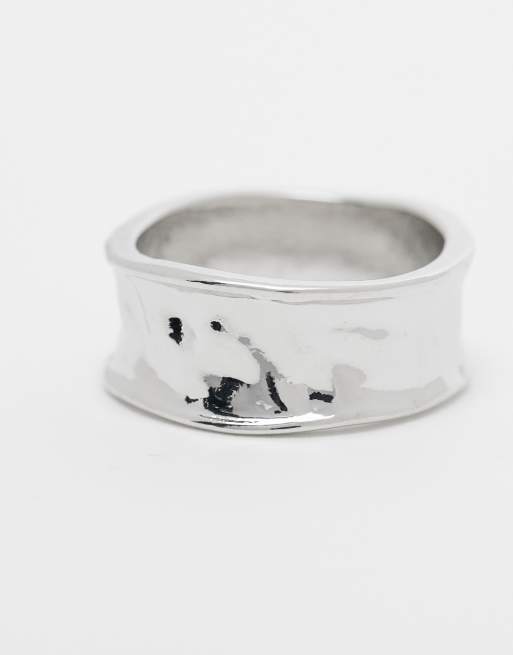 Faded Future molten chunky band ring in silver | ASOS