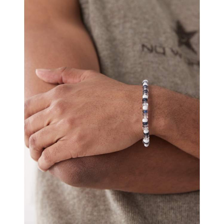 Faded Future multibead elasticated bracelet in navy | ASOS