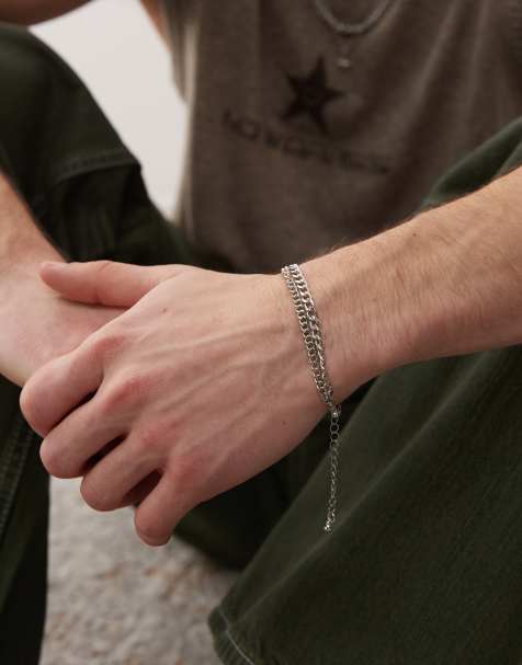 Faded Future multirow curb chain bracelets in silver - view 1